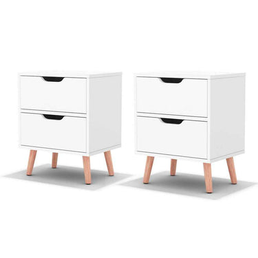 Artiss 2x Bedside Table 2 Drawers Side End Table Storage Cabinet Nightstand White